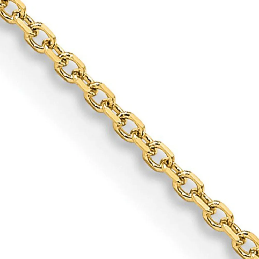 1mm 14K Yellow Gold Solid Diamond Cut Rolo Chain Necklace