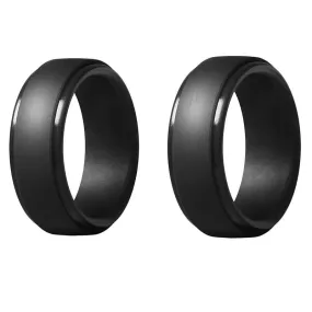 2Pcs 8Mm Black Men Silicone Rubber Wedding Ring