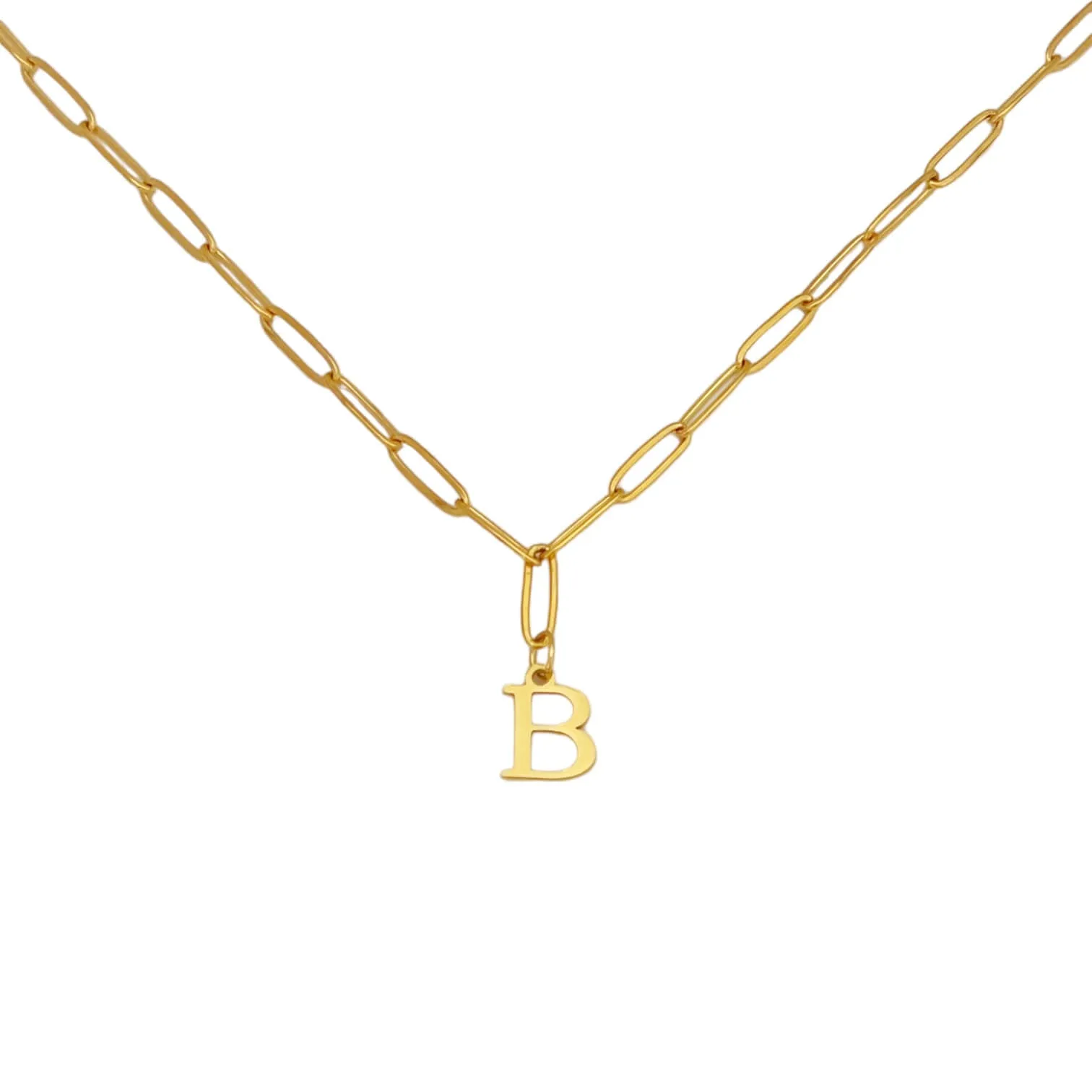 Alphabet Paperclip Necklace Gold