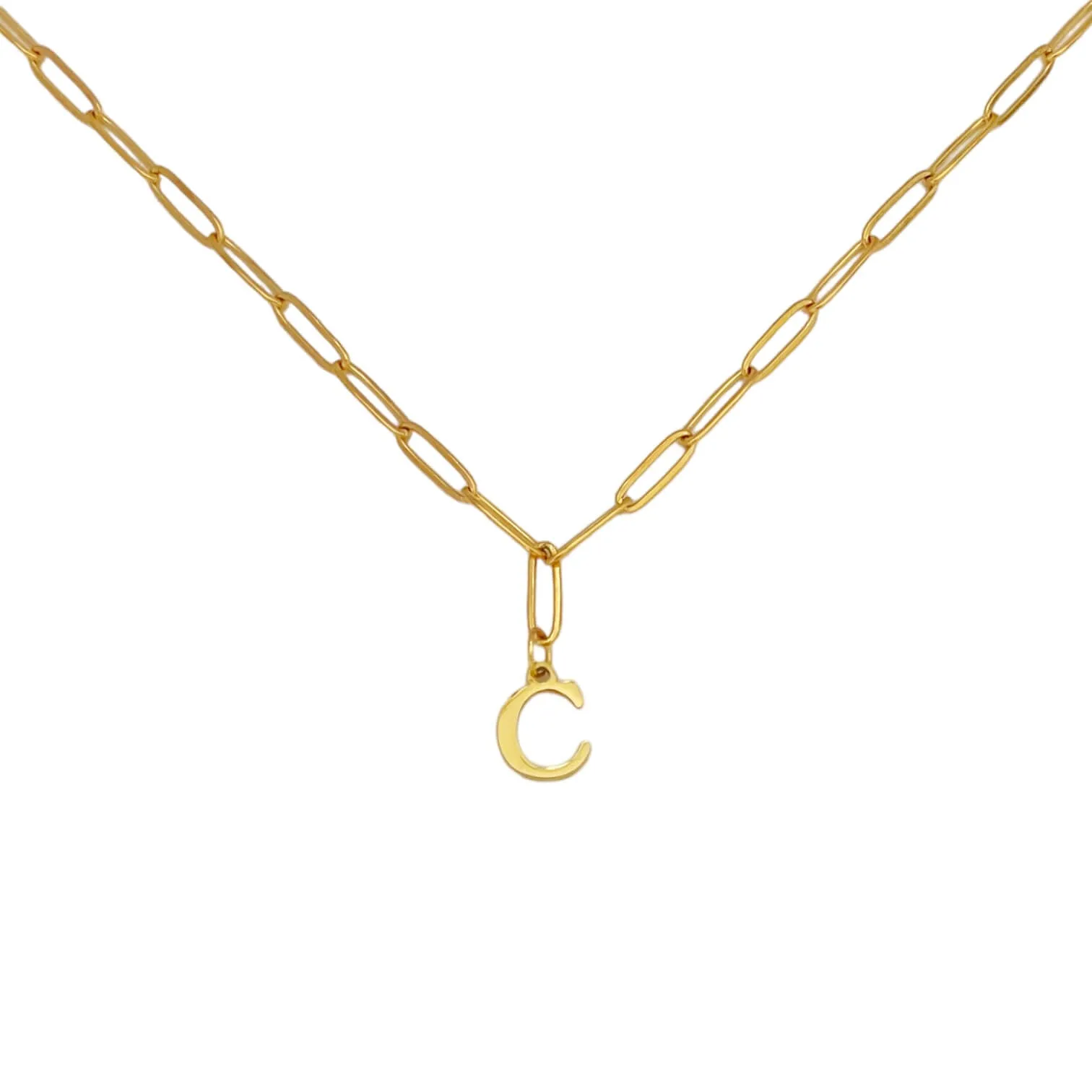 Alphabet Paperclip Necklace Gold