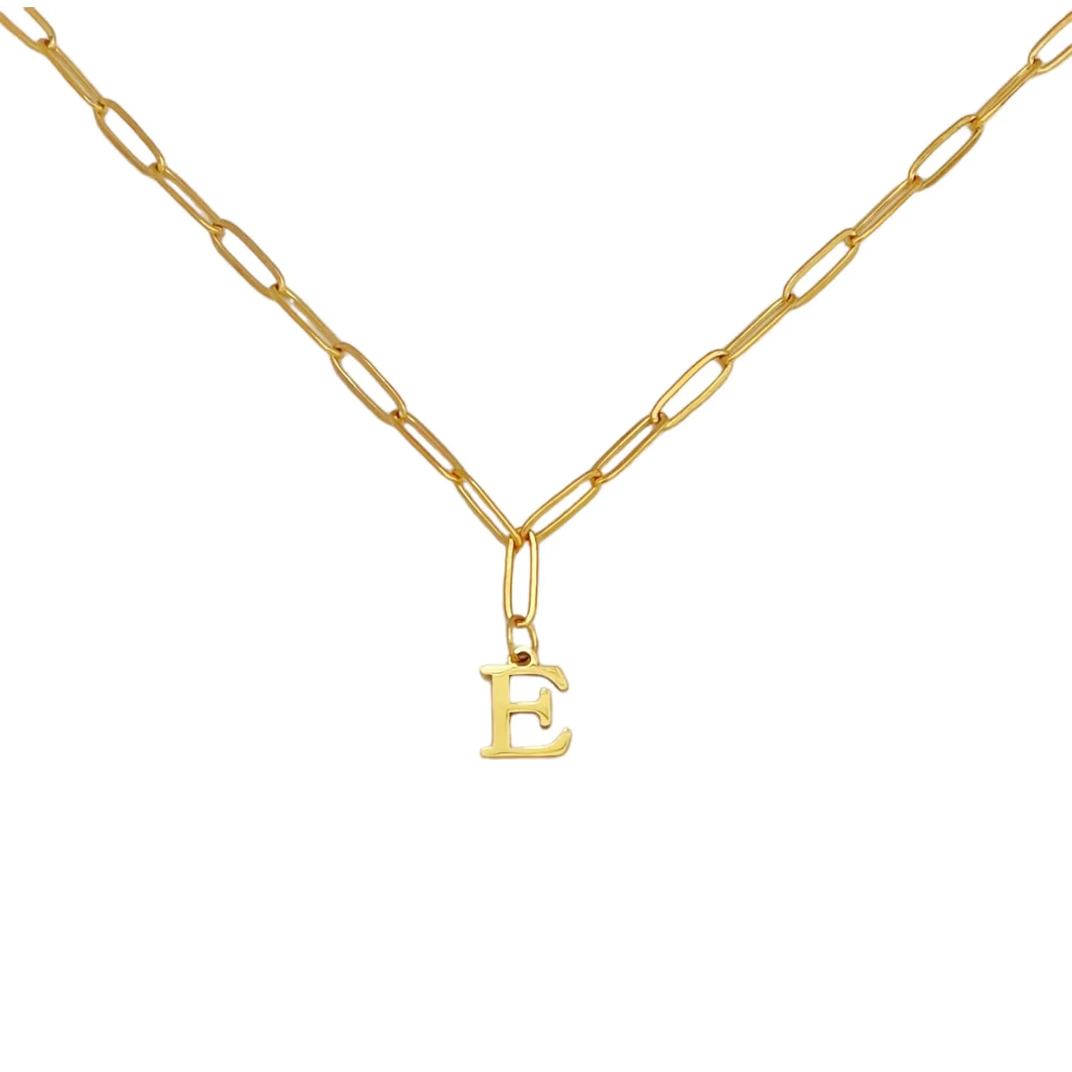 Alphabet Paperclip Necklace Gold