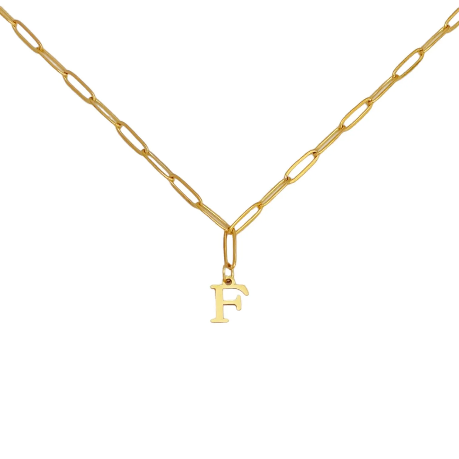 Alphabet Paperclip Necklace Gold