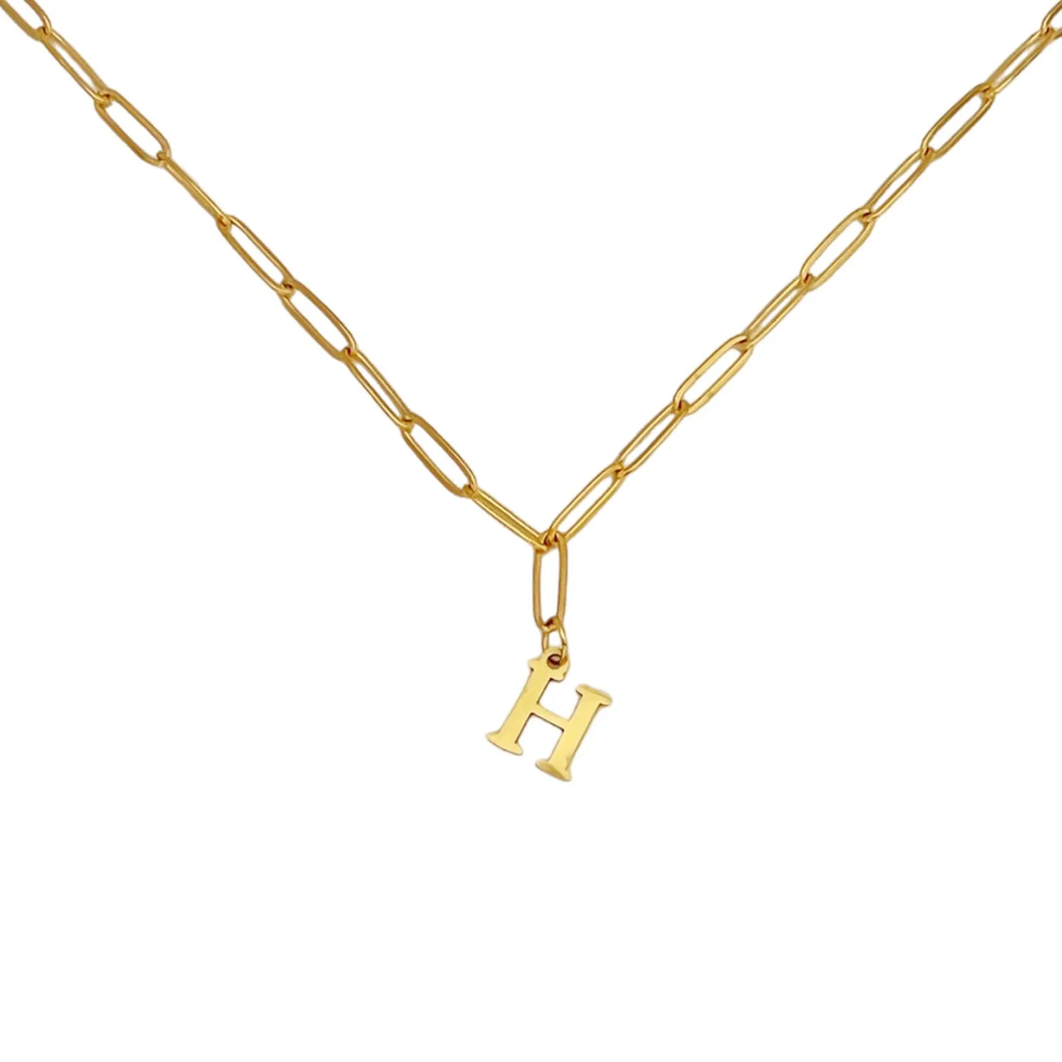 Alphabet Paperclip Necklace Gold