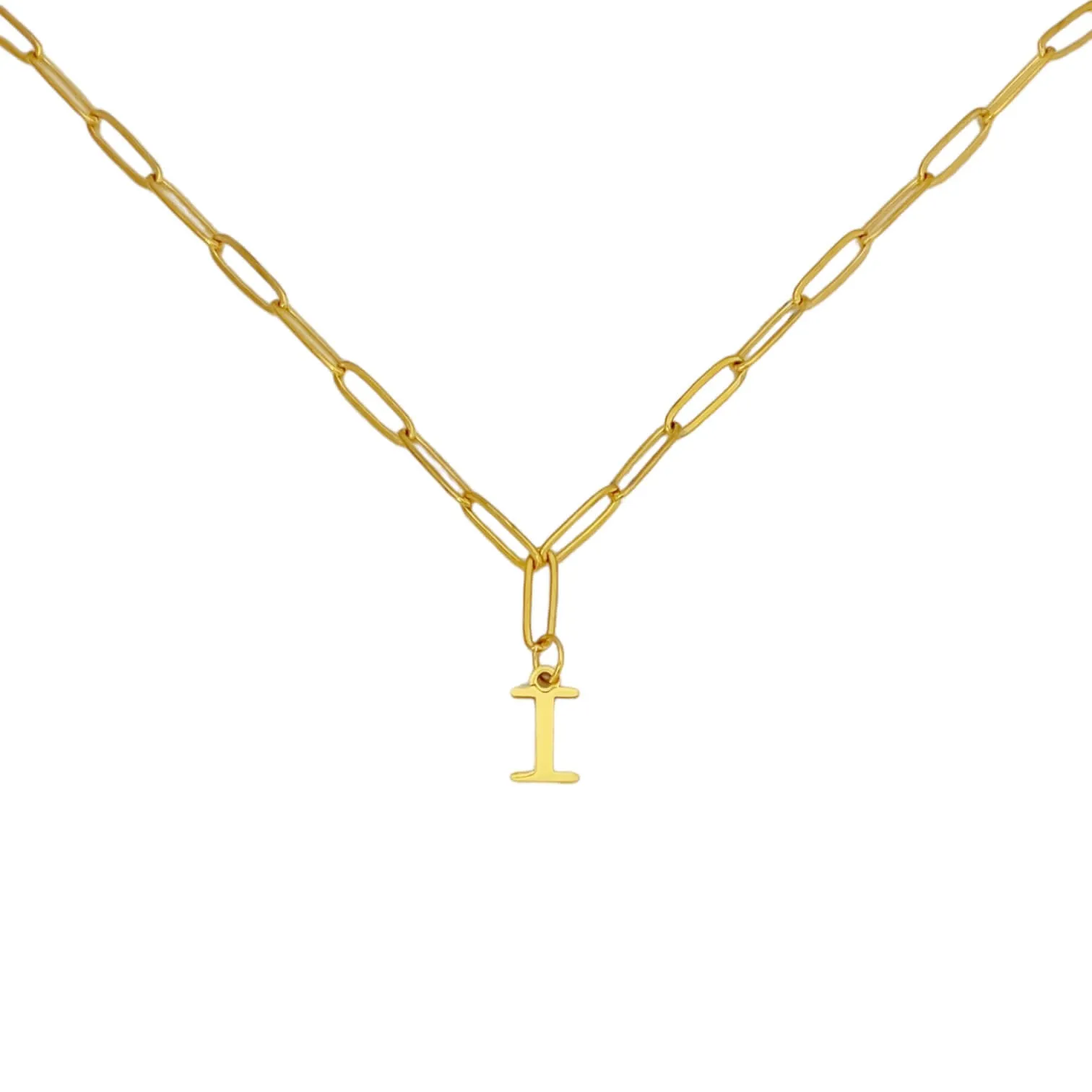 Alphabet Paperclip Necklace Gold