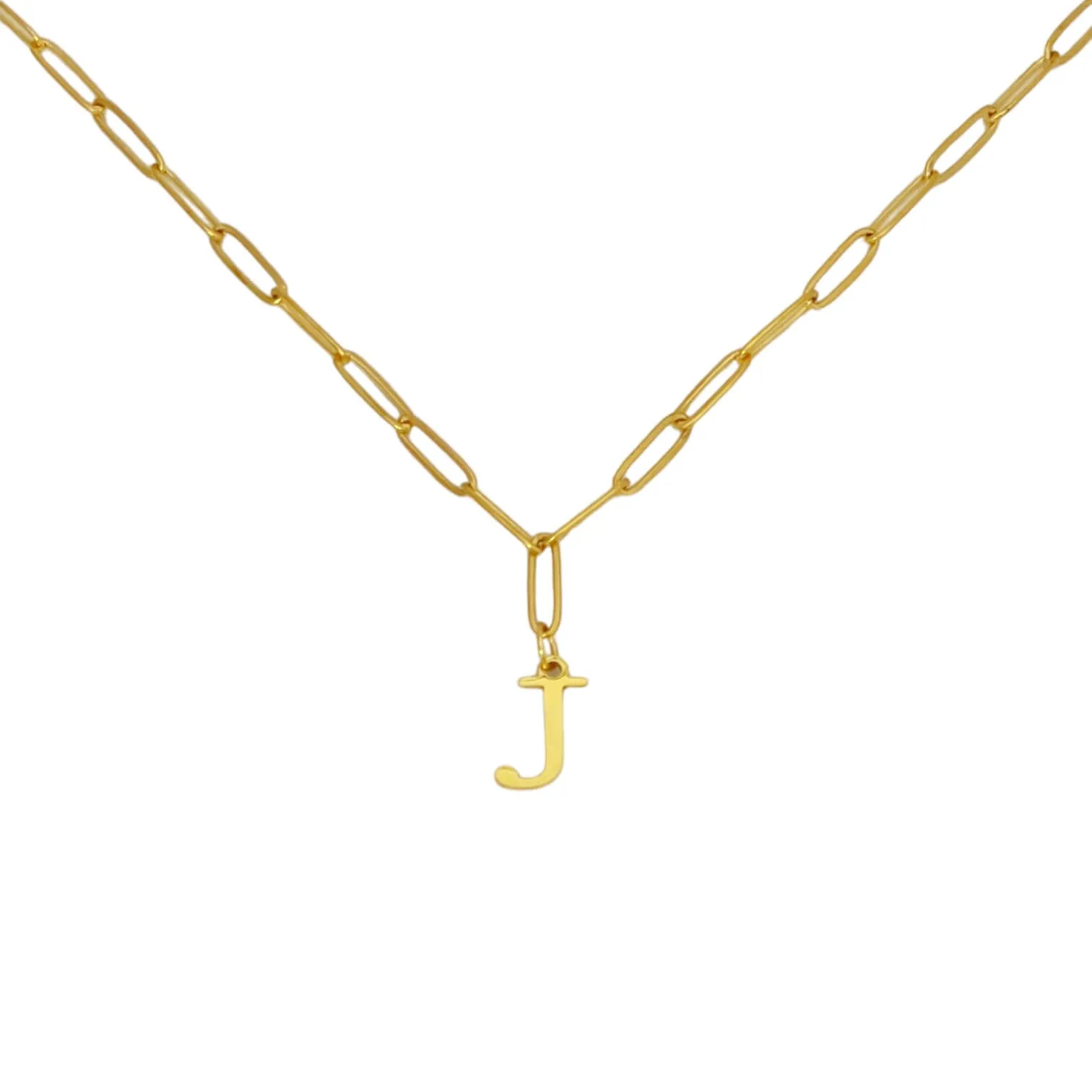 Alphabet Paperclip Necklace Gold