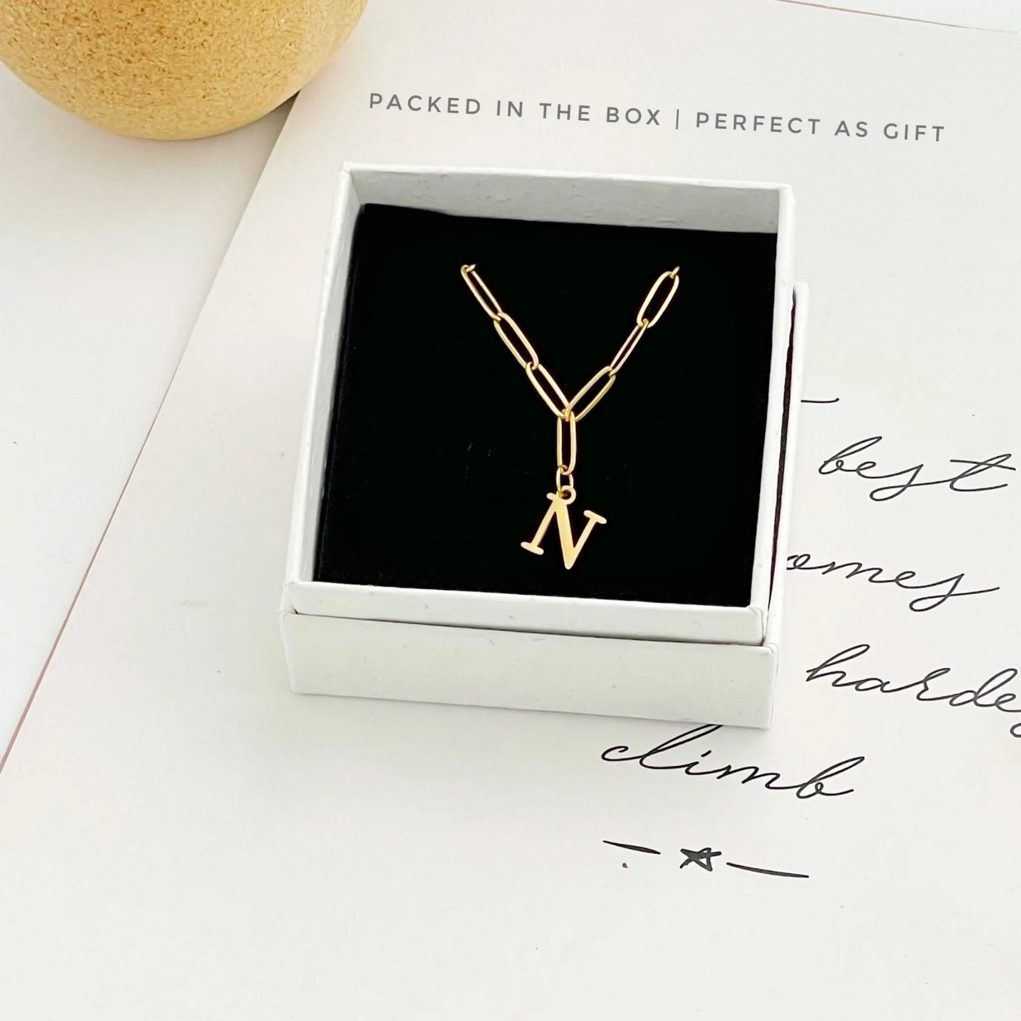 Alphabet Paperclip Necklace Gold