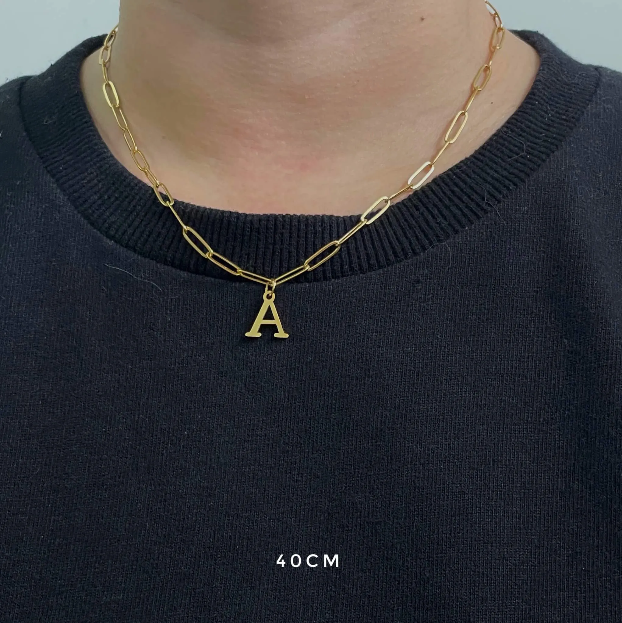 Alphabet Paperclip Necklace Gold