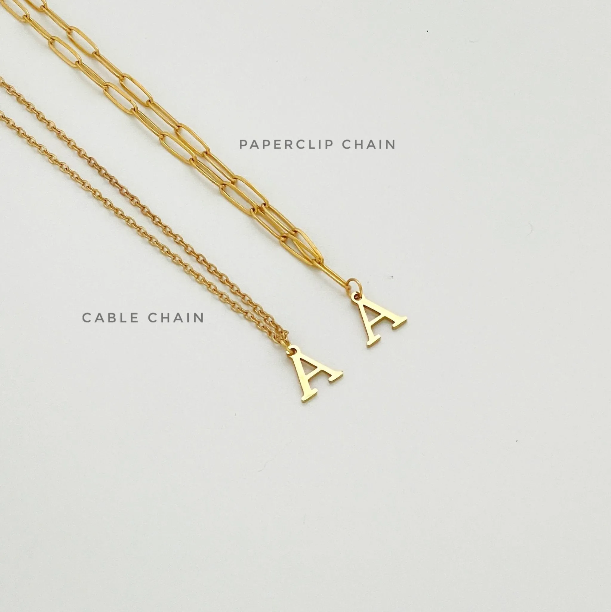 Alphabet Paperclip Necklace Gold