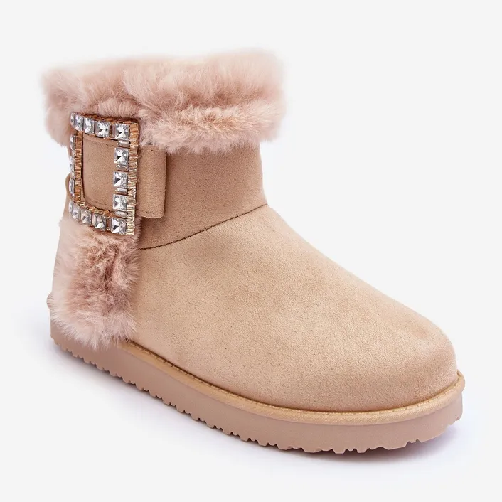 Beige Dulca Insulated Snow Boots With Buckle