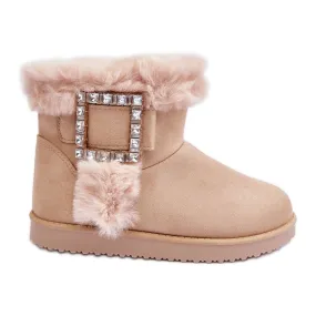 Beige Dulca Insulated Snow Boots With Buckle