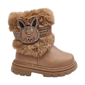 Beige Lunami Children's Snow Boots with Fur