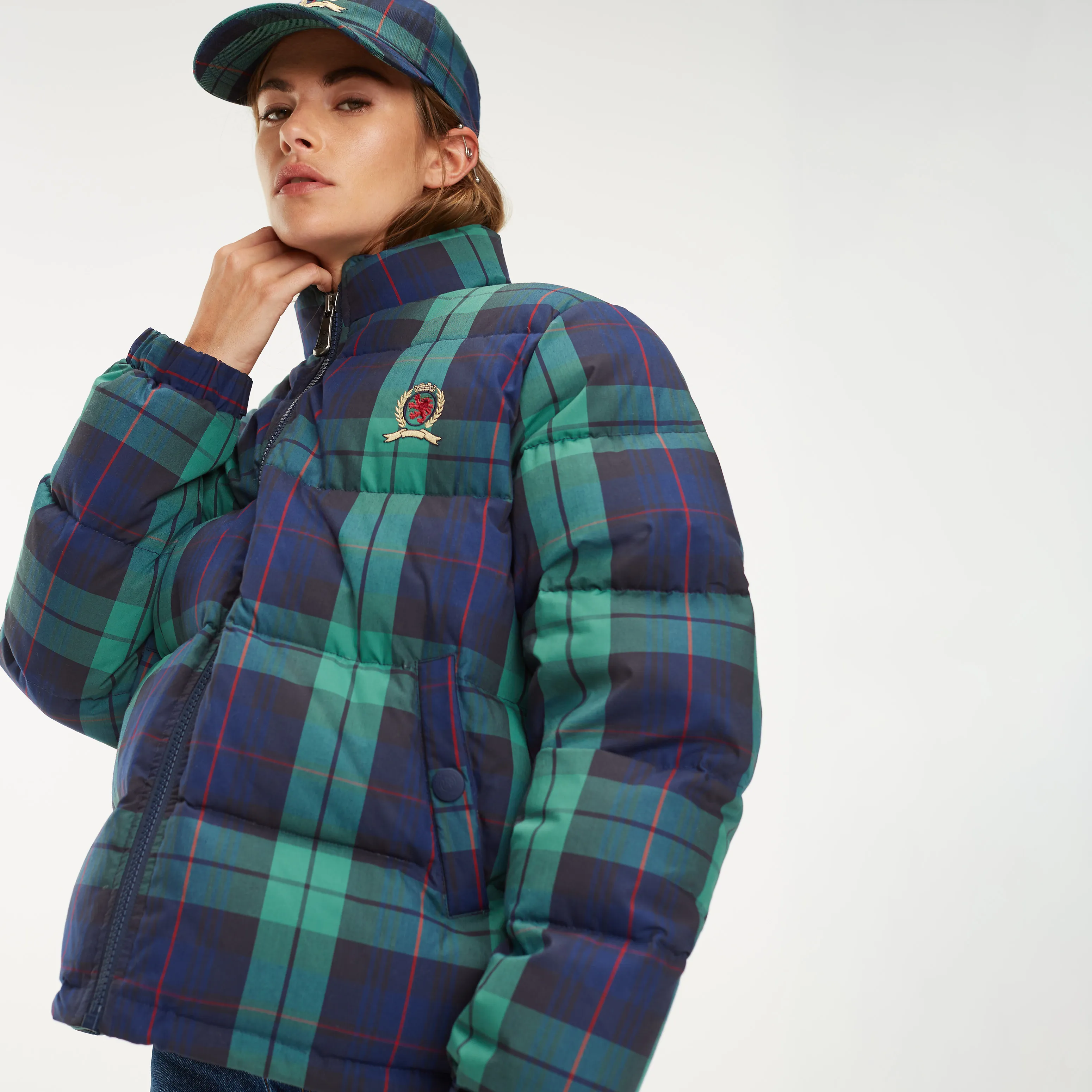 Blue Plaid Crest Puffer Jacket | Coats & Jackets | Tommy Hilfiger