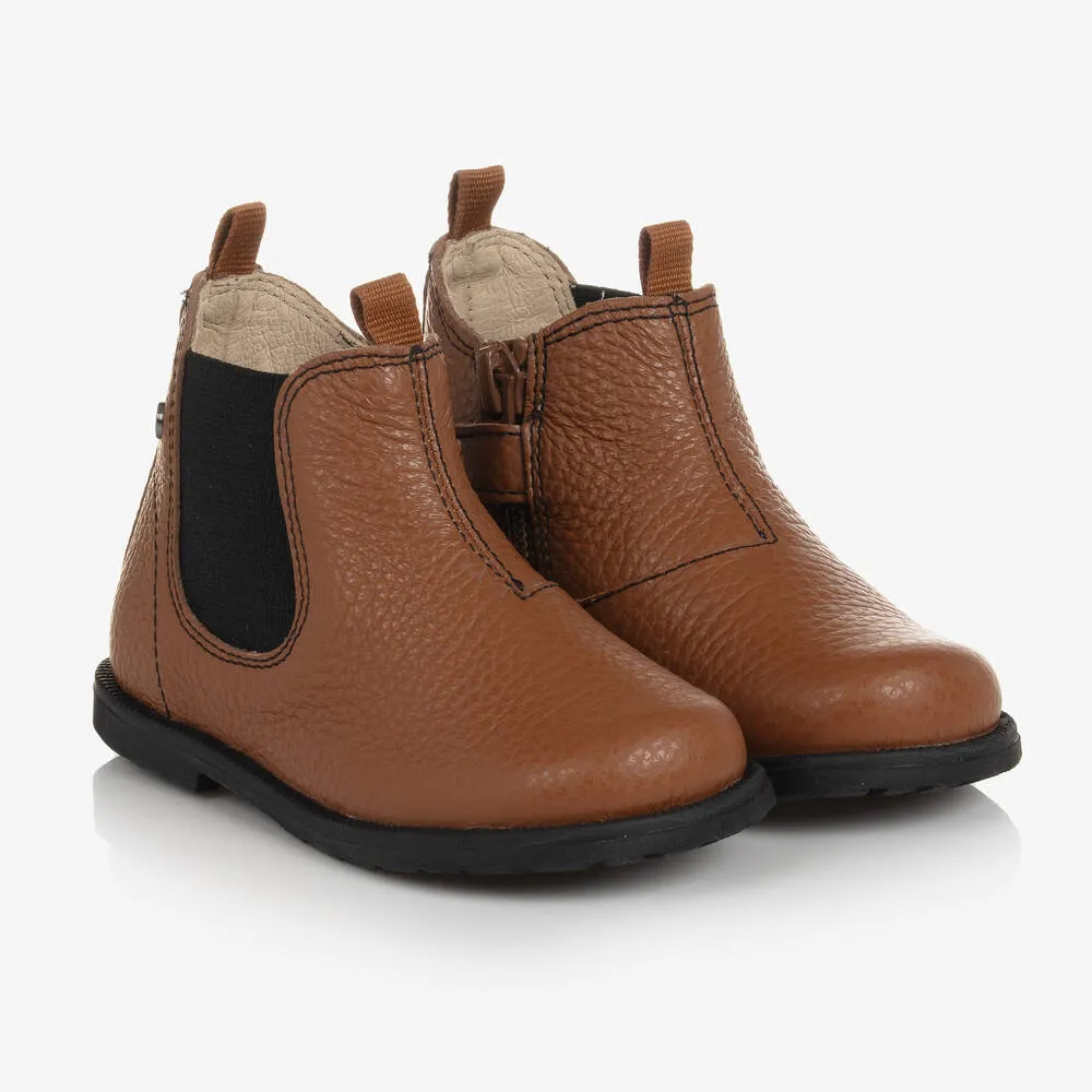 Boys Brown Leather Chelsea Boots