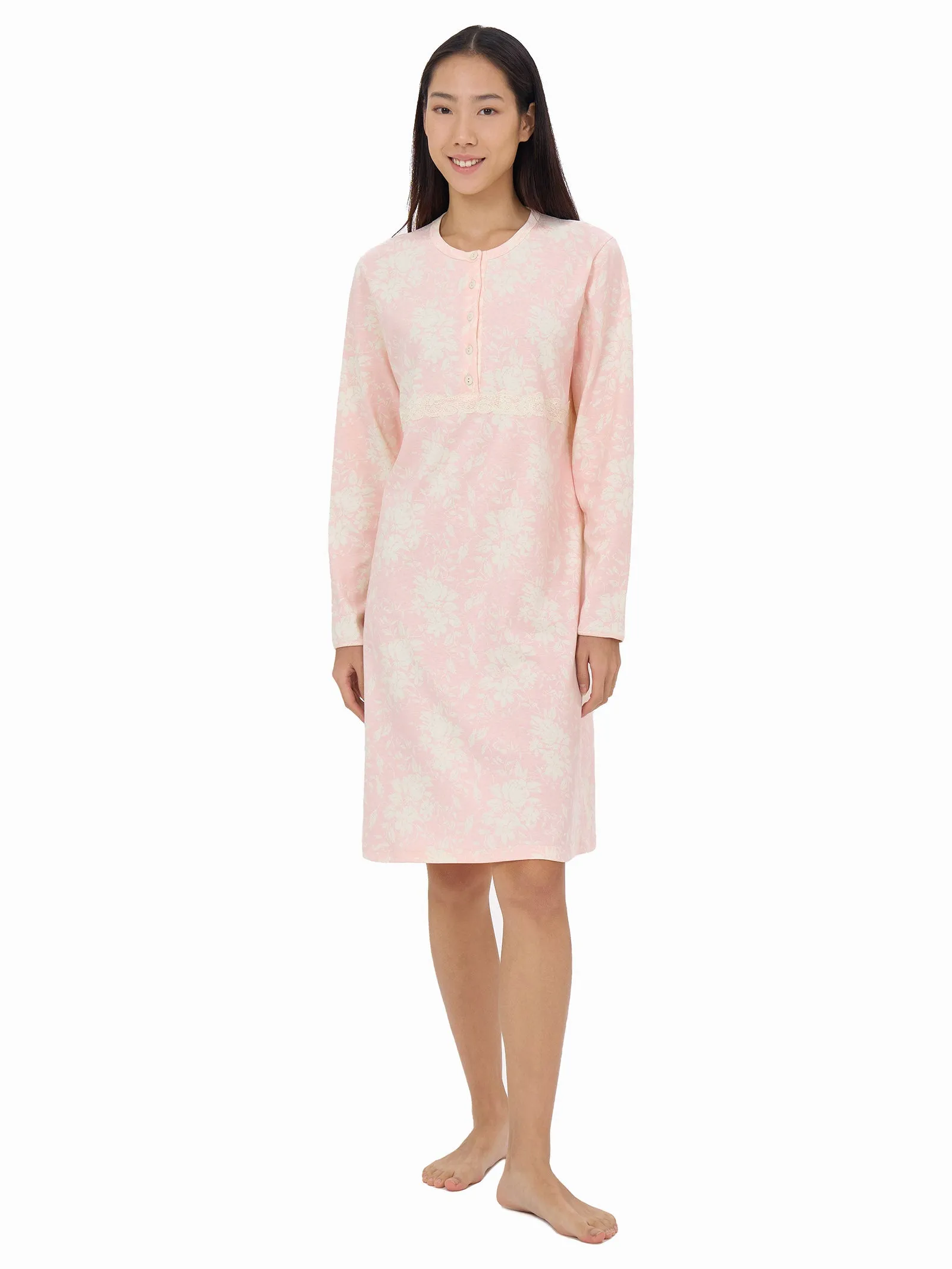 Camicia da notte serafino in Interlock di caldo cotone - Fant. Rose Quartz