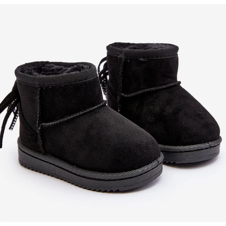 Children's Insulated Snow Boots With Fringes, Black Mikyla