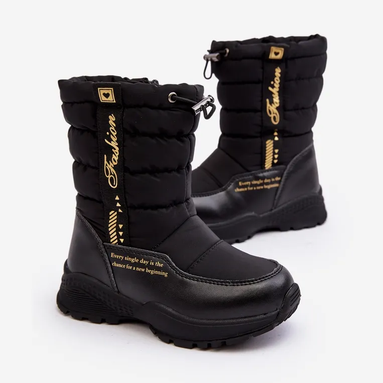 Children's Wool-Insulated Snow Boots With Zipper Black Delhi