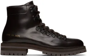 Common Projects Brown Leather Hiking Boots