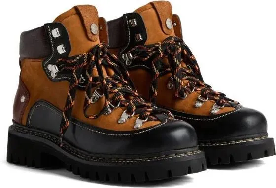 DSQUARED2 panelled leather hiking boots Brown