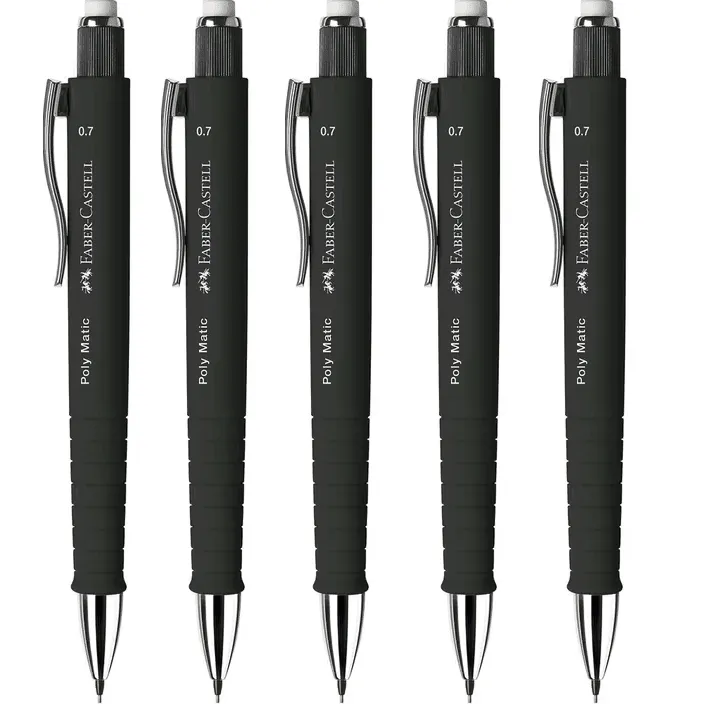 Faber-Castell Polymatic Mechanical Pencil Pacer 0.7mm Black 5 Pack