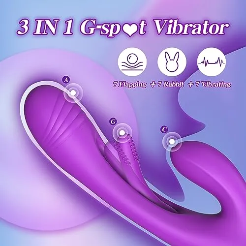 Flapping Vibrator Dildo for Women: G Spot Rabbit Vibrator with 7 Vibration 7 Flapping Modes, Waterproof Clitoralis Vibrator for 