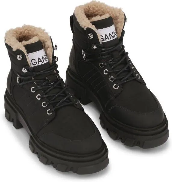 GANNI lace-up hiking boots Black