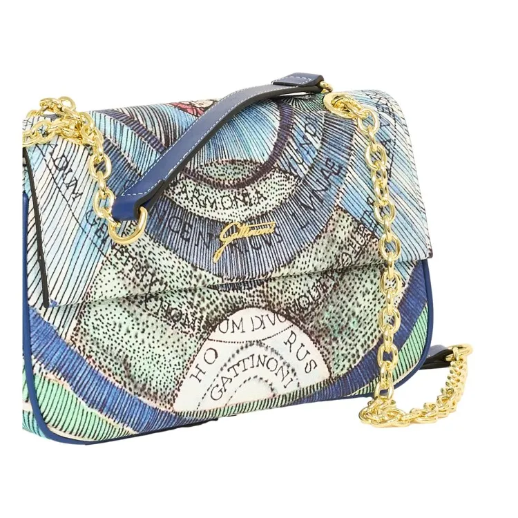 Gattinoni BEGPL2642 W39 Planetarium Crossbody Flap Bag Tracolla Acquamarine Navy