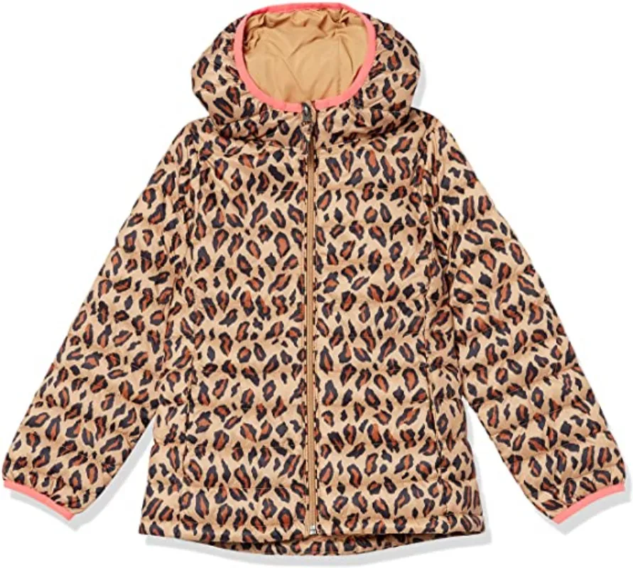 Girls Lightweight Cheetah Print Puffer Jacket - The Puffer Jackets