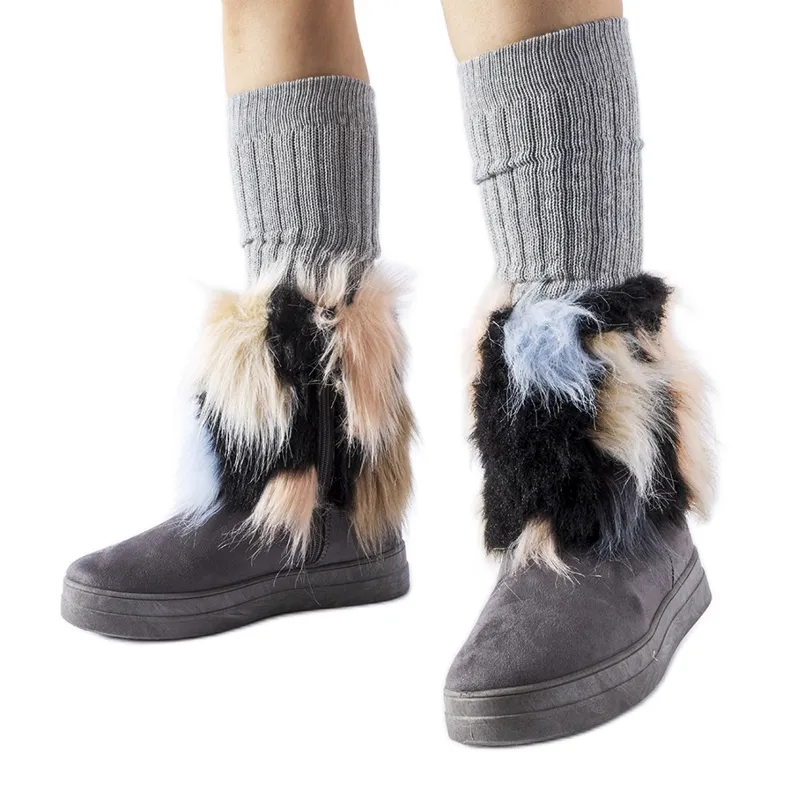 Gray insulated snow boots with fur from Cordero grey