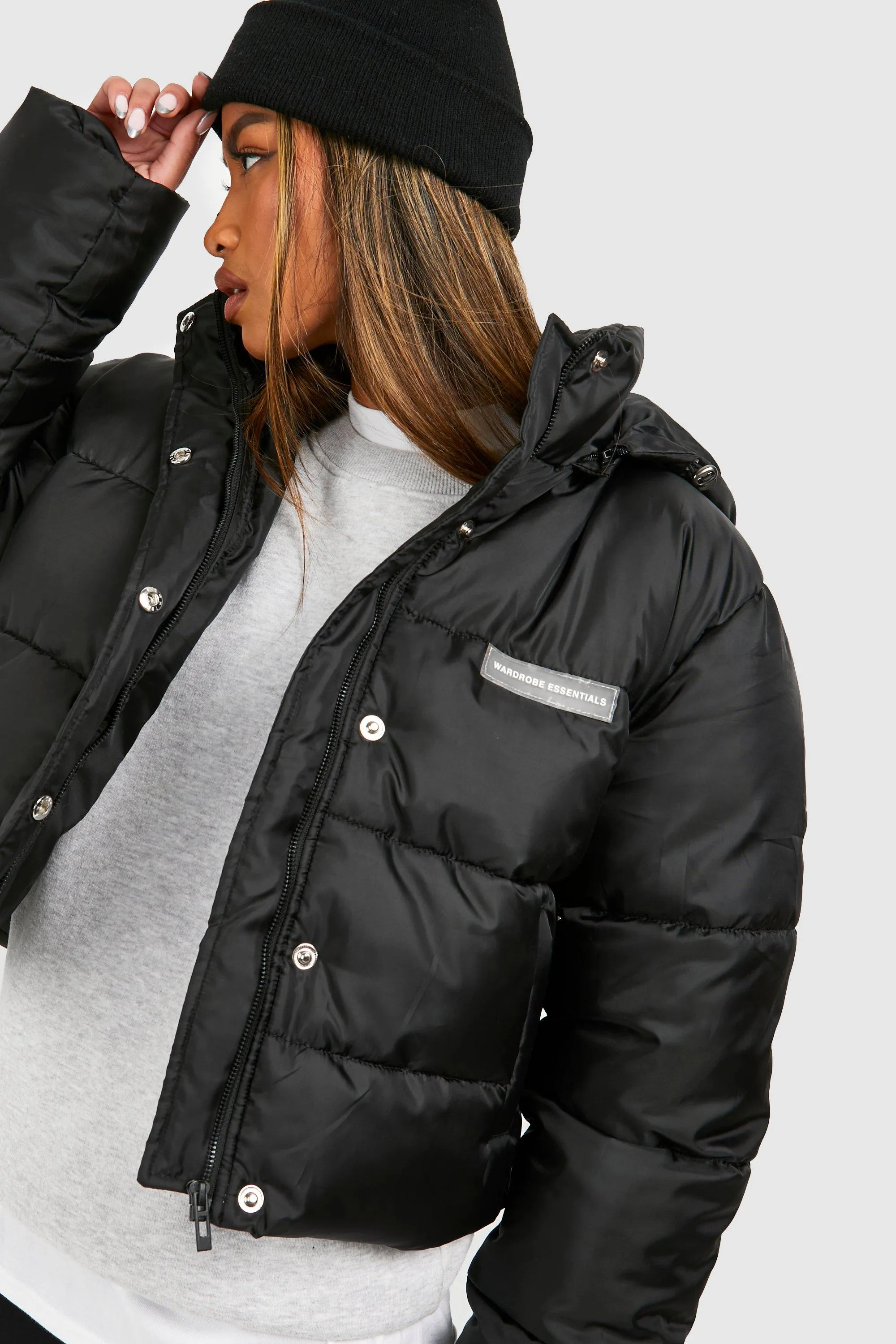 Jackets & Coats | Badge Detail Hooded Puffer Jacket | boohoo