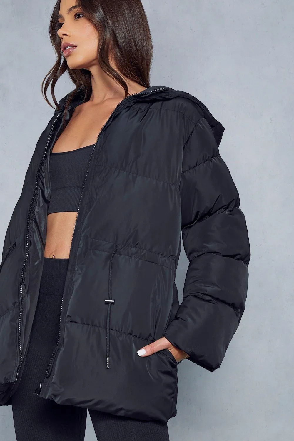 Jackets & Coats | Cinched Waist Hooded Puffer Coat | MissPap
