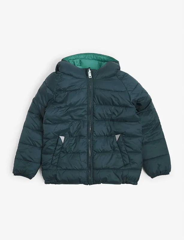 Kids Quilted Shell Hooded Navy Blue Puffer Jacket - The Puffer Jackets