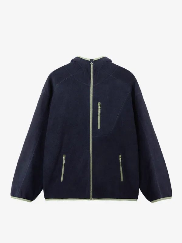 Men's Jackets Long Sleeve Warm Fleece Winter Navy Blue Casual Pockets Coats