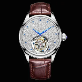 Men's Sapphire Skeleton Flying Tourbillon Mechanical Movement Watch