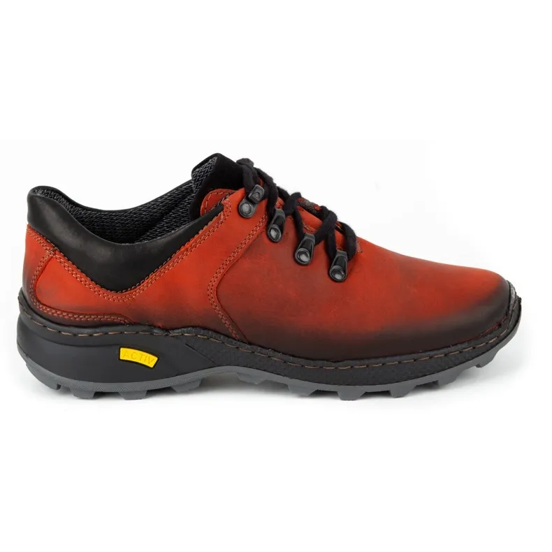 Olivier Men's leather trekking shoes 890MA red