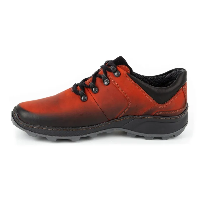 Olivier Men's leather trekking shoes 890MA red