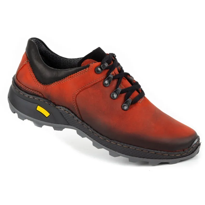 Olivier Men's leather trekking shoes 890MA red