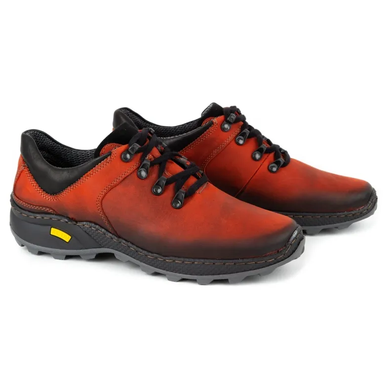 Olivier Men's leather trekking shoes 890MA red