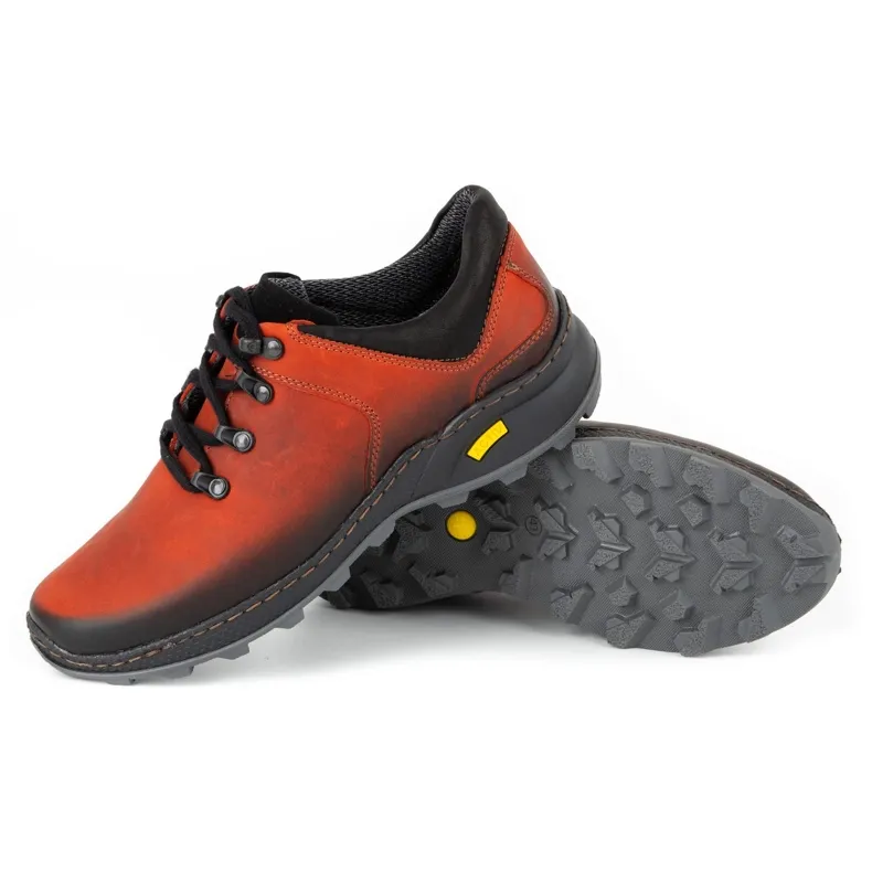 Olivier Men's leather trekking shoes 890MA red