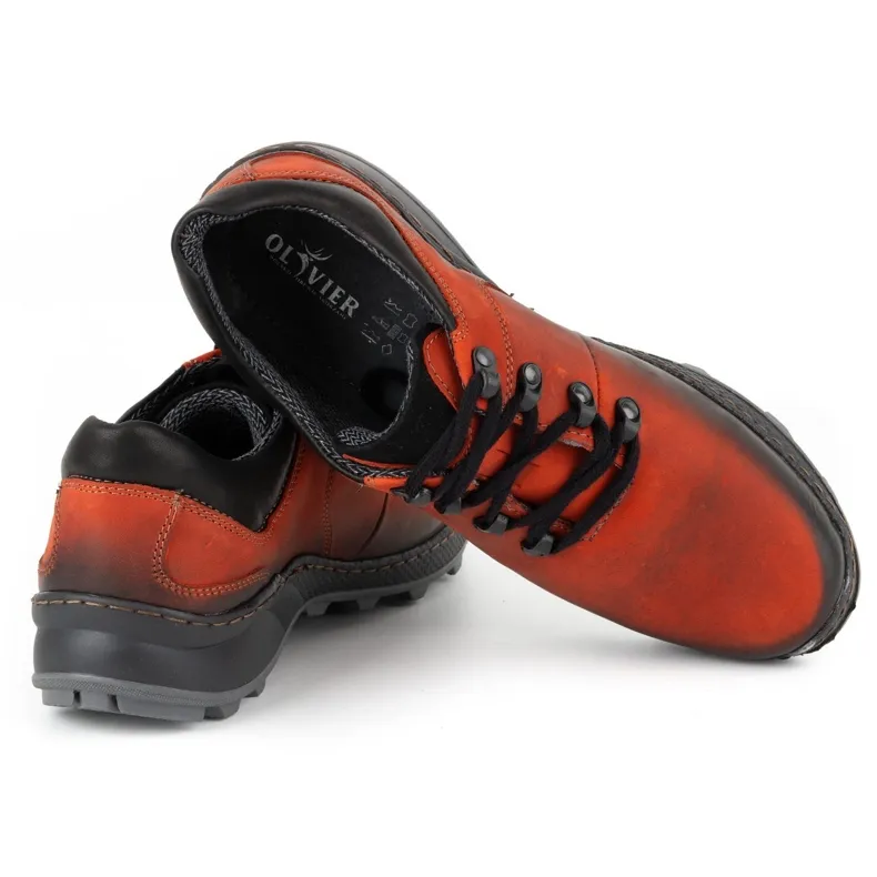 Olivier Men's leather trekking shoes 890MA red