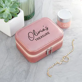 Personalised Pink 'My Treasure' Travel Jewellery Case