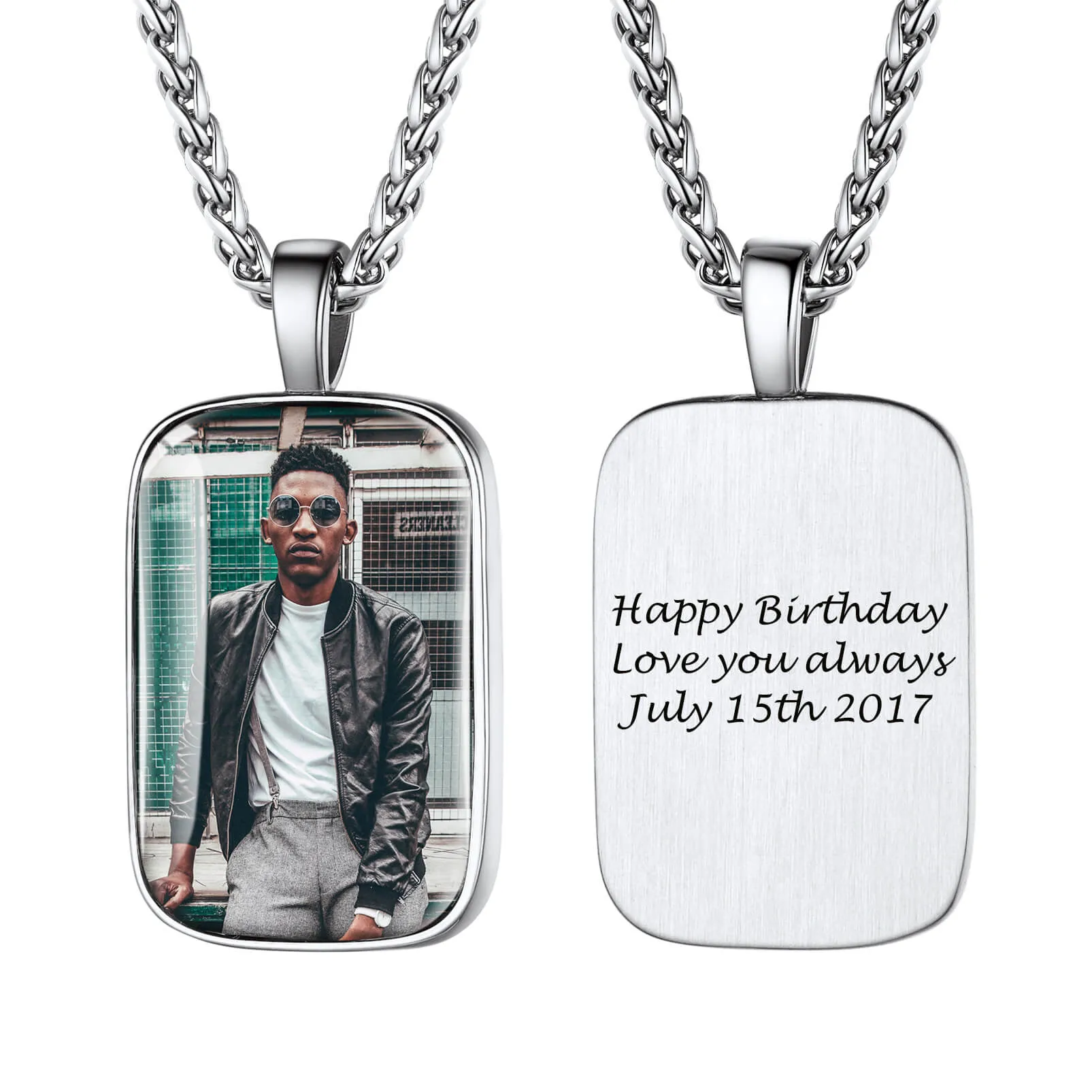 Personalized Custom Photo and Message Necklace Pendant