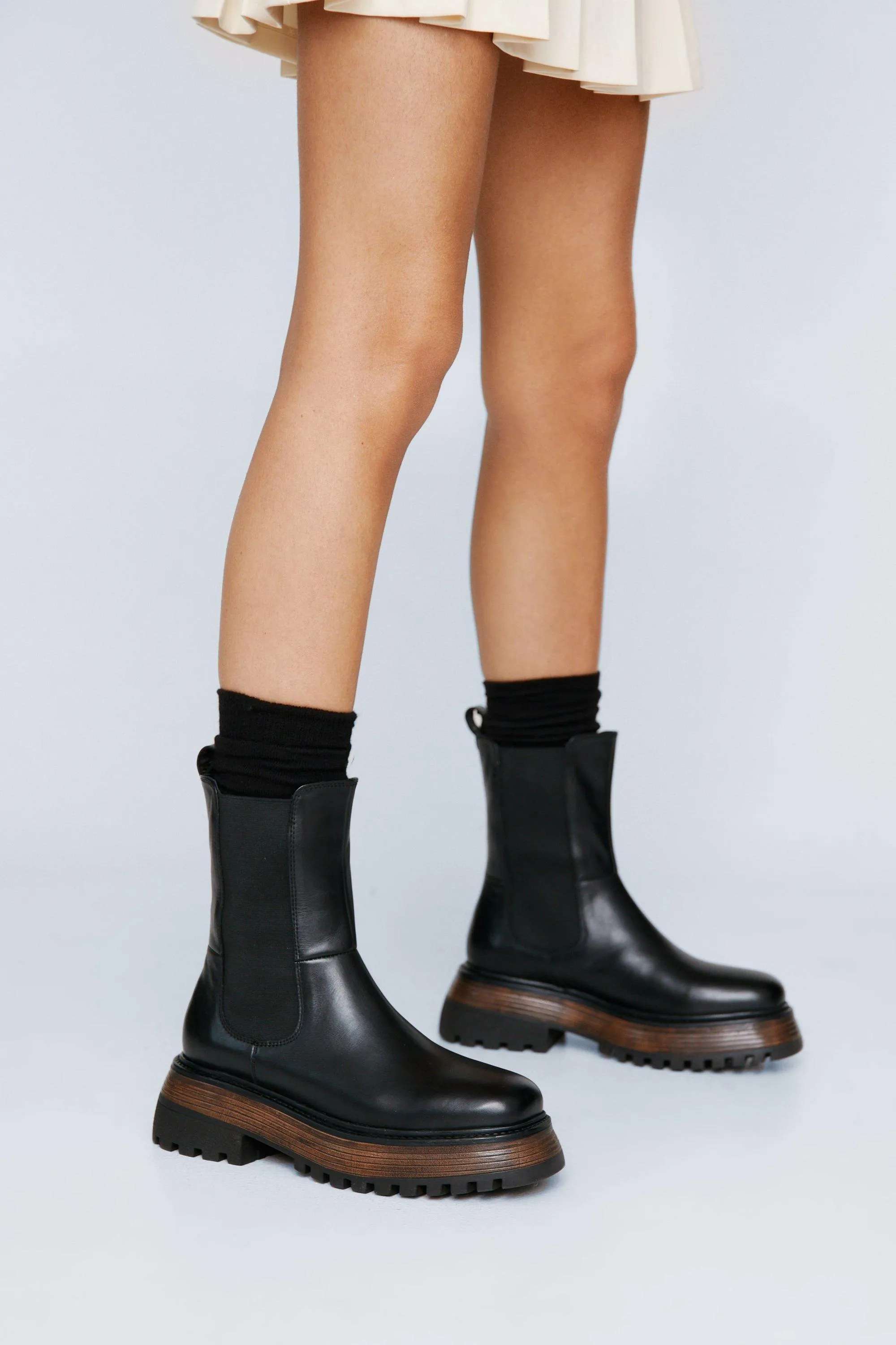 Premium Leather Chunky Chelsea Boots