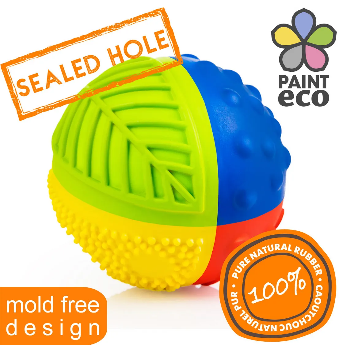 Rainbow Sensory Ball 3 - Natural Rubber Toy