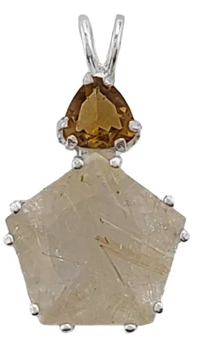 Rutilated Quartz Star of Venus? with Trillion Cut Citrine