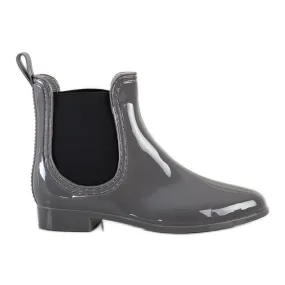 Shiny short rain boots grey