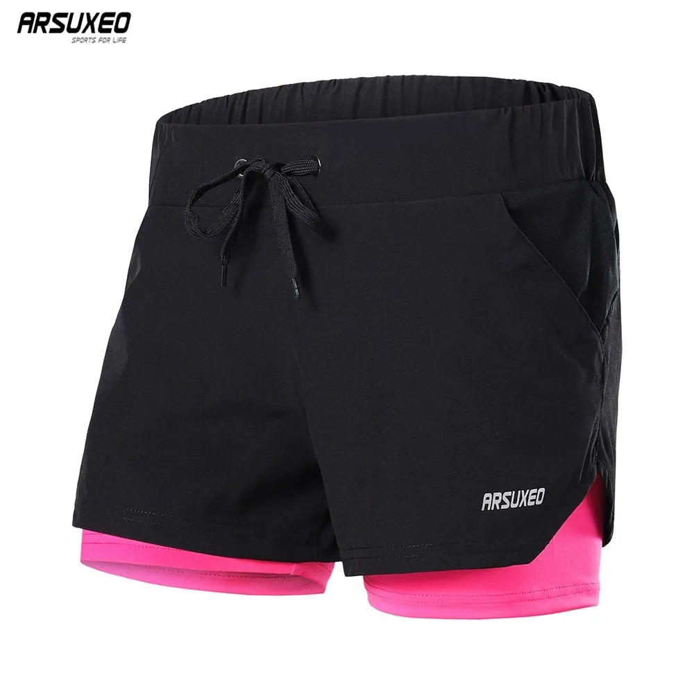 Short de course 2 en 1 taille élastique, respirant, réfléchissant ARSUXEO - B1103