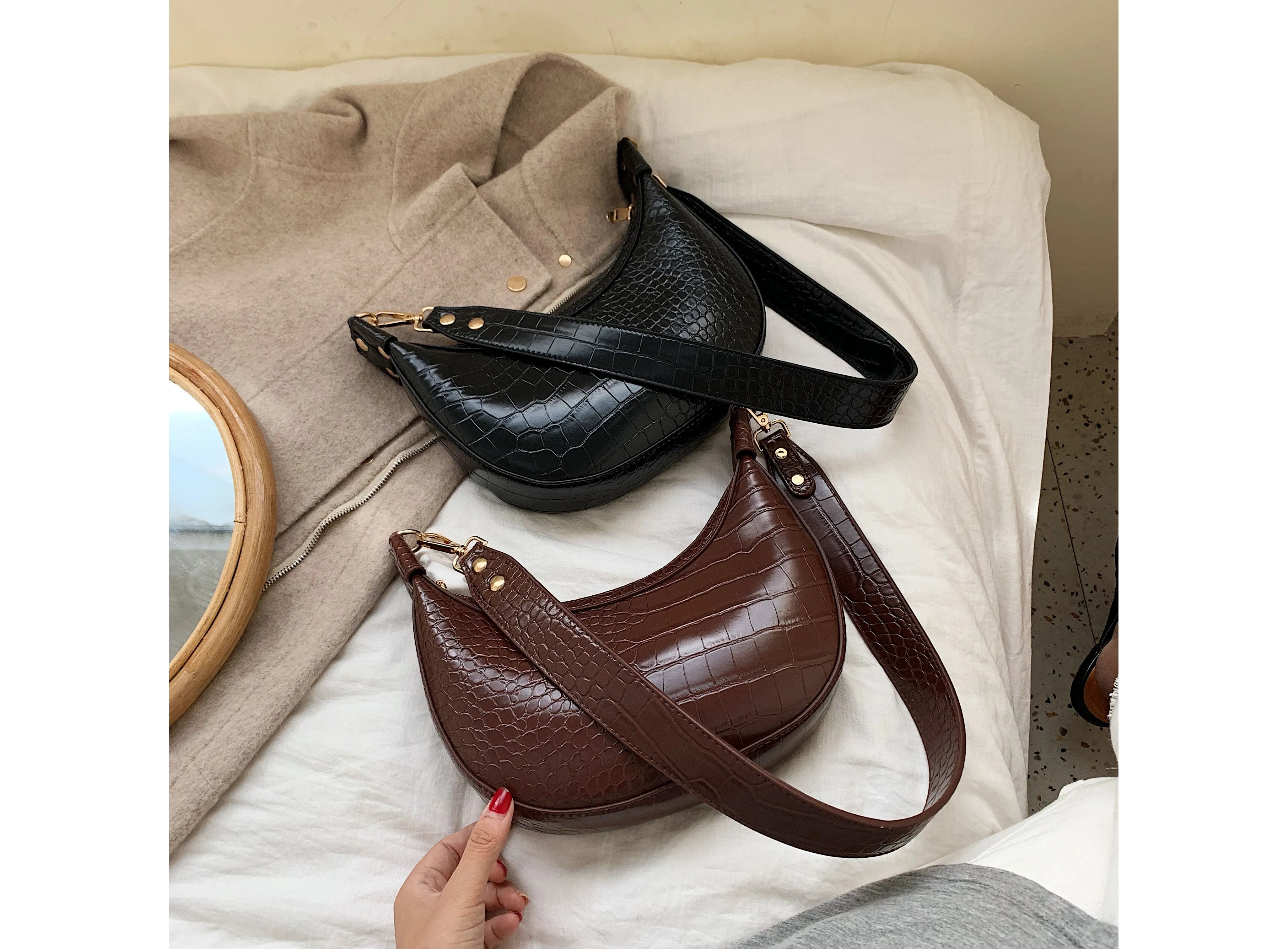 Stone Pattern Retro PU Leather Crossbody Bags For Women