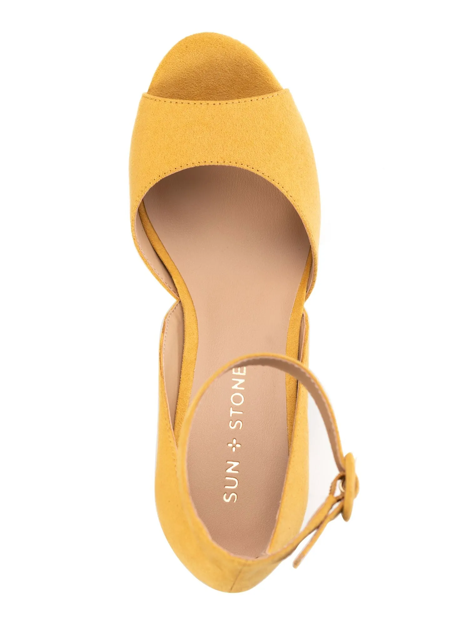 SUN STONE Womens Yellow 1 Platform Cushioned Breathable Ankle Strap Slip Resistant Reeta Round Toe Block Heel Buckle Dress Sanda