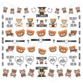 Teddy Bear Nail Art Water Decals