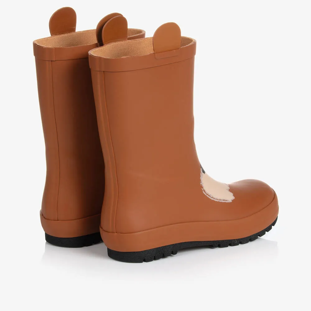 Teen Boys Brown Bear Rain Boots